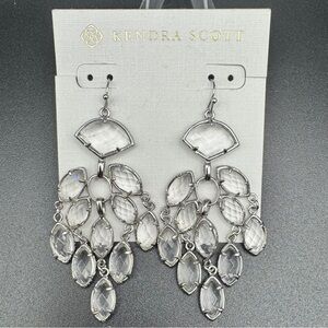 Kendra Scott Gwen Chandelier Silver,Clear,Crystal & Rare/Retired Statement